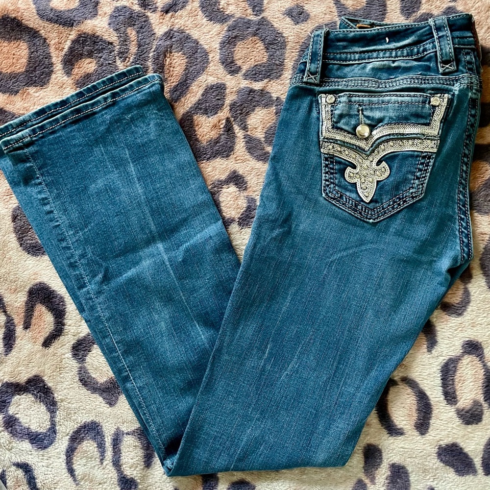 Rock revival jeans size 28 (size 6), with 31 inch inseam medium wash with jewels